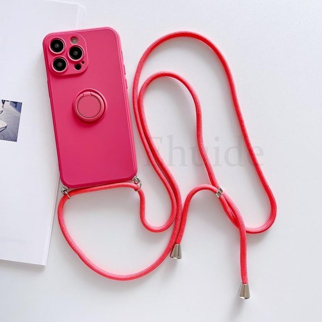 Samsung Crossbody-Hülle mit Ringhalter und Trageband für Galaxy S24 S23 S22 S21 Ultra Plus FE A54 A34 A14 in Pink - Bild 1
