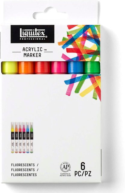 Liquitex Paint Acryl Marker Fluo-Set Professional mit feiner Spitze, 6 Stück, Mehrfarbig - Bild 1