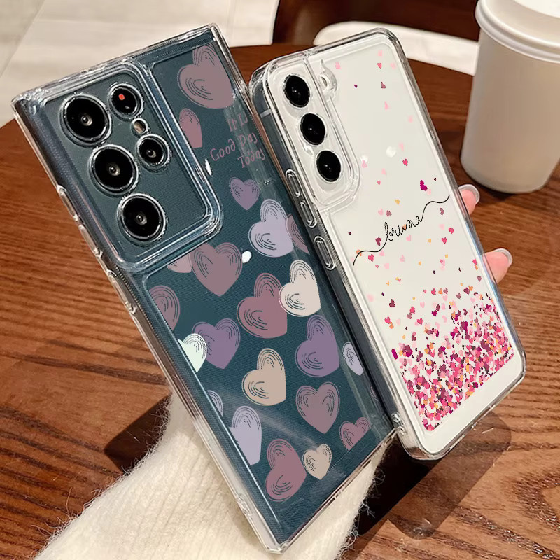 Transparente Silikon-Schutzhülle mit Herz-Design für Samsung Galaxy Modelle (A14, A15, A54, A55, S23, S24, S25 und weitere) - Bild 1