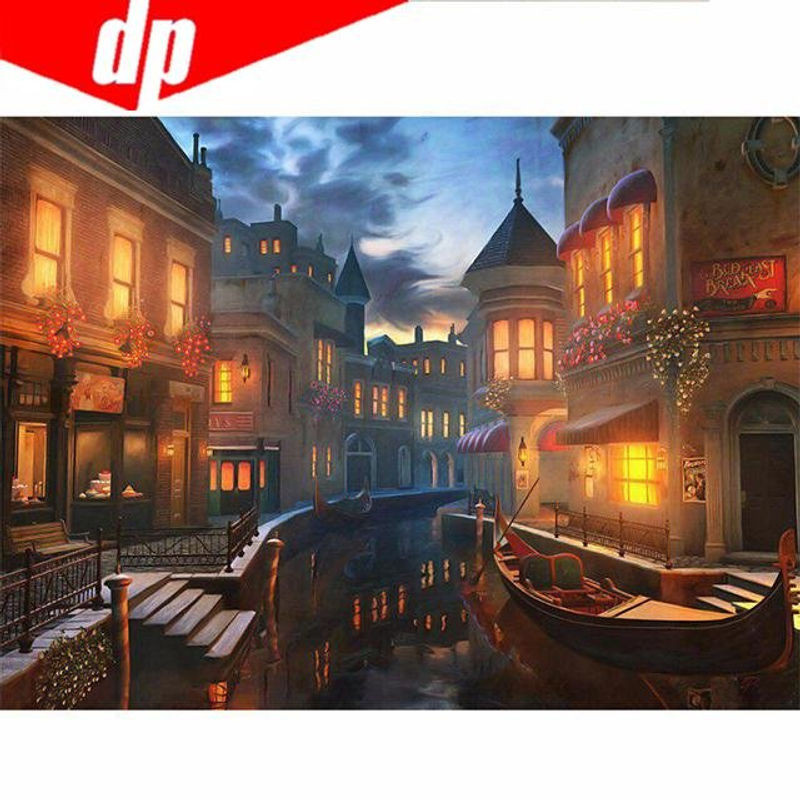 FIYO Diamond Painting Set Europäische Nacht, 5D Kreuzstich Wandbild aus Canvas und Kunststoff, mehrfarbig, B/H: 30 x 20 cm - Bild 1