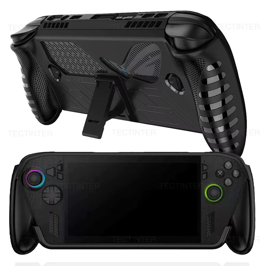 Asus ROG Ally und ROG Ally X Schutzhülle aus TPU mit integriertem Ständer in Schwarz - Bild 4