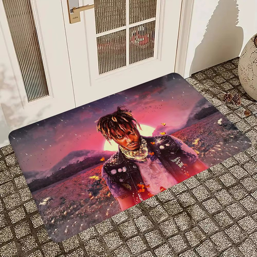 J-Juice Wrld 999er Rapper Fußmatte im nordischen Stil, rutschfest, mehrfarbig, B/T: 60 x 40 cm - Bild 4