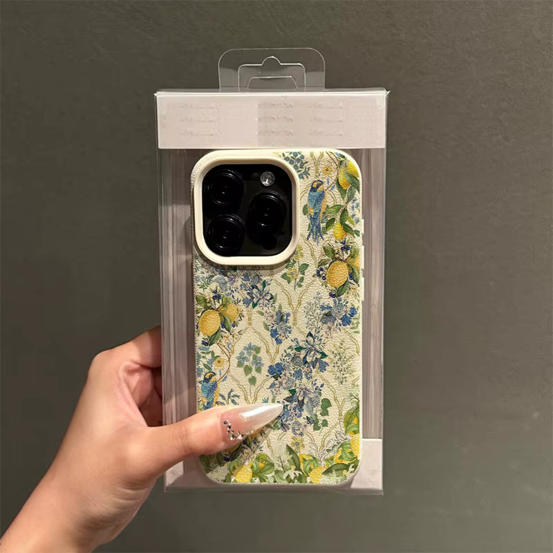 Handyhülle mit Zitronenblumenmuster und Lichee-Print für Apple iPhone (kompatibel mit iPhone 16 bis iPhone 11), mehrfarbig - Bild 2