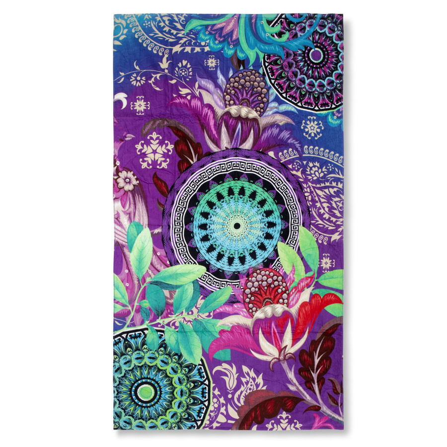 hip Family Strandtuch Axelle Mandala Exotik in Lila Bunt, B/L: 100 x 180 cm - Bild 1
