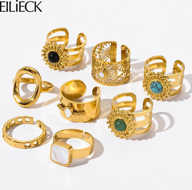 Eilieck Fingerring, Edelstahl, Gold, Damen - Bild 1