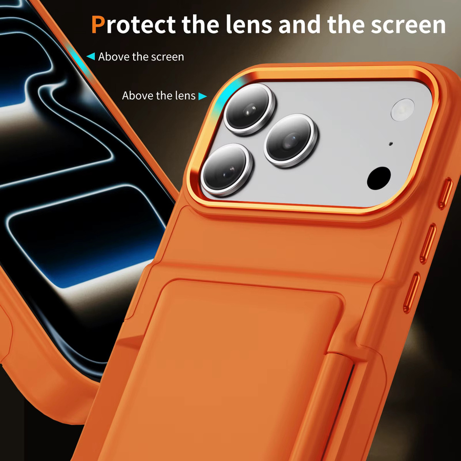 KELAPA Handyhülle mit Kartenfach und Brieftaschen-Funktion für iPhone 11 bis iPhone 17 Air, stoßfeste Klapphülle mit Halterung und harter Rückseite, erhältlich in Grün und Orange - Bild 5