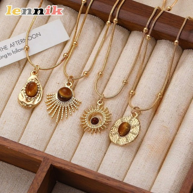 LENNIK Halskette, Tigerauge, Gold, Damen - Bild 1