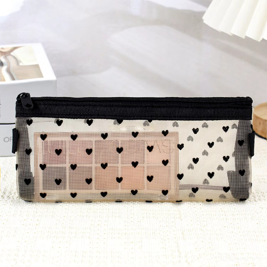 Transparentes Mesh-Etui für Make-up-Pinsel und Schreibwaren mit großem Fassungsvermögen und Reißverschluss - Bild 2