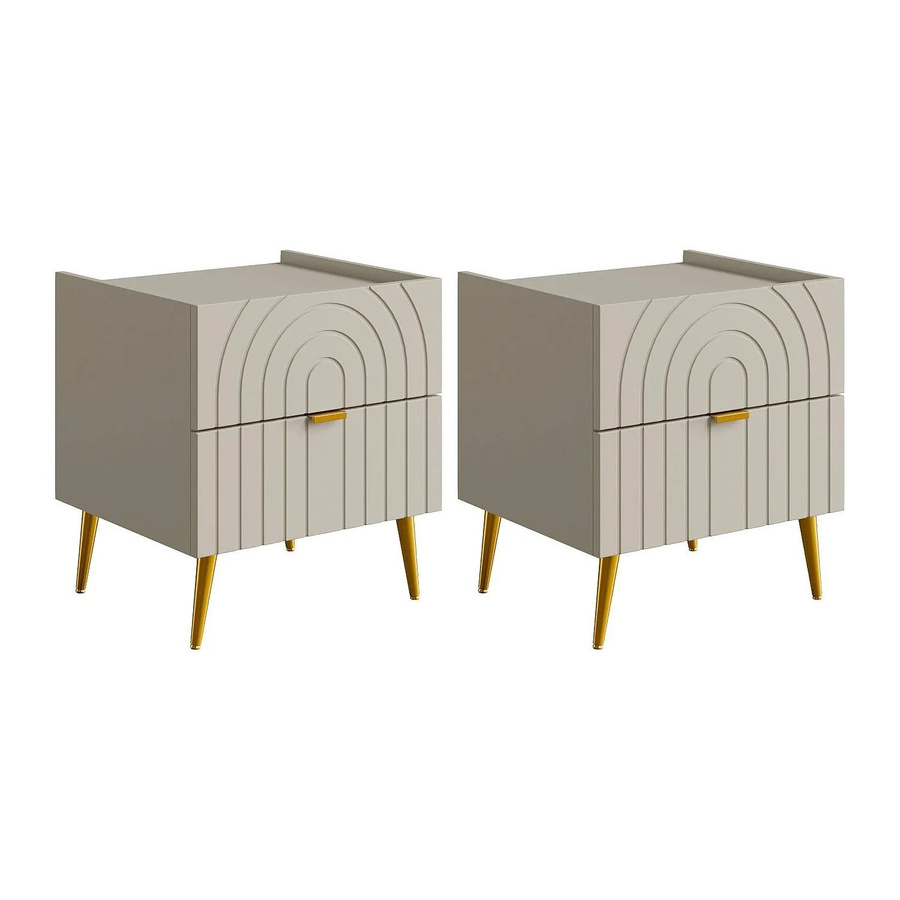Nachttisch Norsim von Vente-unique in Beige im Art Deco Design, Höhe: 45 cm - Bild 2