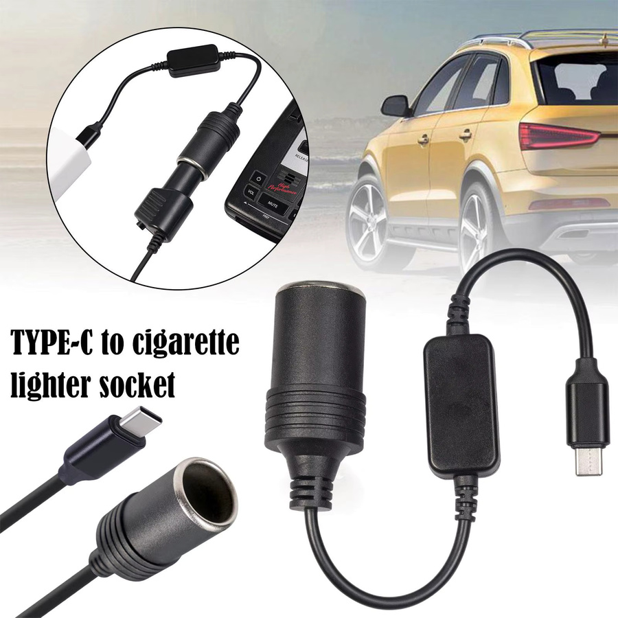 Auto Zigarettenanzünder Adapter mit USB Typ C Steckdose für 5V bis 12V in Schwarz - Bild 4