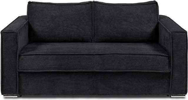 Vente-unique Schlafsofa Loreto Schwarz Modern Polsterung Breite: 195 cm, Tiefe: 90 cm, Höhe: 95 cm - Bild 1