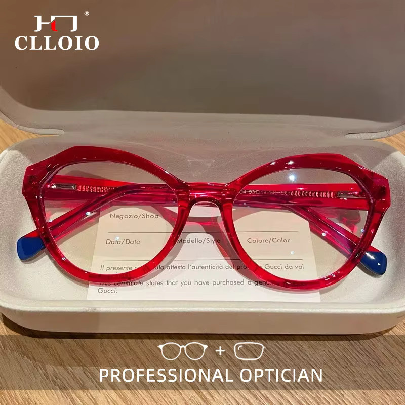 CLLOIO Lesebrille Cat Eye, Vollrand, Kunststoff, rot, Damen - Bild 1