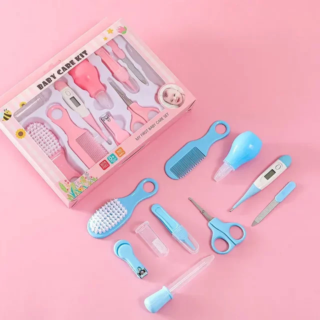 Vvocci Baby Pflege Set mit Thermometer und Zahnbürste in Gelb, 10-teiliges Baby Essentials Kit für Kinder - Bild 1