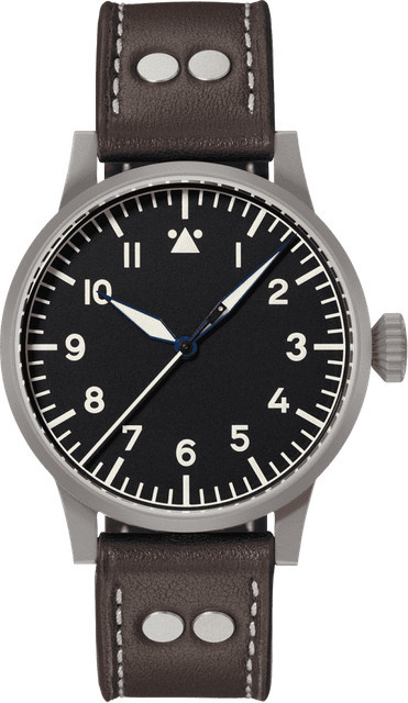 Laco Fliegeruhr, Handaufzug, Edelstahl, 42 mm, Leder, Schwarz - Bild 1