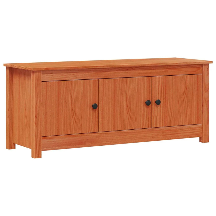 vidaXL Schuhschrank aus massivem Kiefernholz in Wachsbraun, B/T/H: 110 x 38 x 45,5 cm - Bild 2
