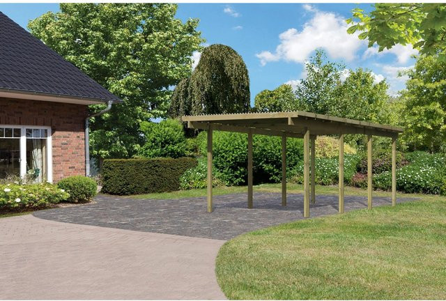 Karibu Einzelcarport Eco 2 Variante A aus Nadelholz mit PVC-Dachplatten, Farbe: grün, B/T: 268 x 576 cm - Bild 1
