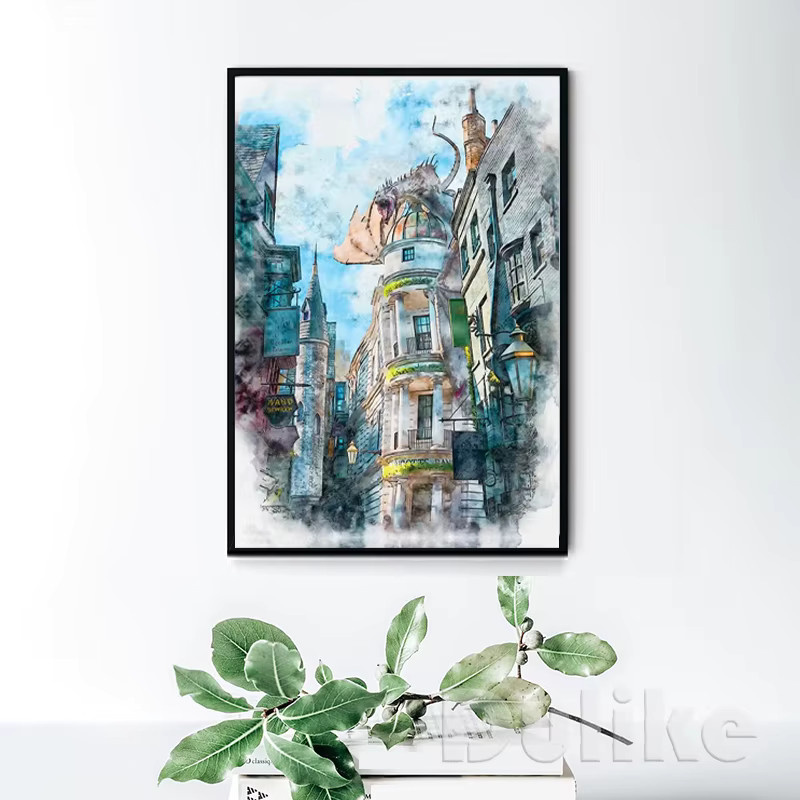 MINISO Wandbild Zauberstab Aquarell Leinwanddruck Motiv für Kinderzimmer Multicolour - Bild 2
