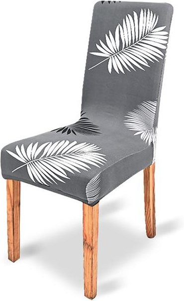 BRHUIXUE Elastische Stuhlbezüge mit Floral Print in Grau, Atmungsaktive Esszimmer Stuhl Schutzhülle aus Polyester und Elastan - Bild 1