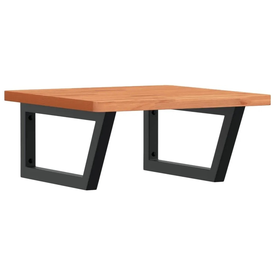 vidaXL Waschbeckenregal zur Wandmontage aus Stahl und Massivholz Buche in Braun-Schwarz - Bild 2