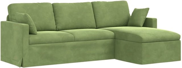 vidaXL Ecksofa in Hellgrün aus Samt mit Metallrahmen, B/T/H: 228 x 134 x 80 cm - Bild 1
