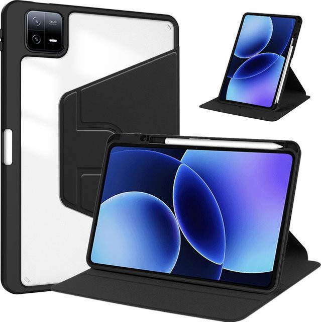 Xiaomi Pad 8 und Pad 7 Pro Schutzhülle mit rotierbarem Flip-Stand und Stiftfach in Schwarz und Blau - Bild 1