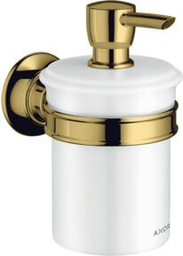 Hansgrohe Axor Montreux Wandmontierter Lotionspender aus Glas und Messing in Gold Optik und Weiß - Bild 1