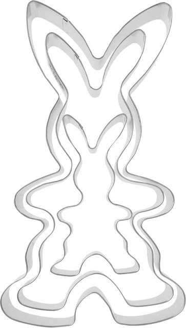 Dr. Oetker Ausstecher Hasenfamilie Goldiges Ostern, 3-teilig aus Metall - Bild 1