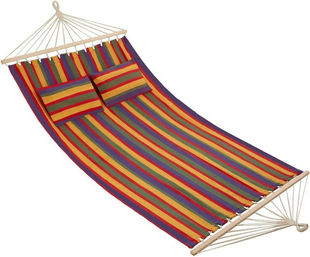 tectake Hängematte Eden für 2 Personen mit Spreitzstäben, Bunt Gestreift, B/T/H: 325 x 150 x 250 cm - Bild 1