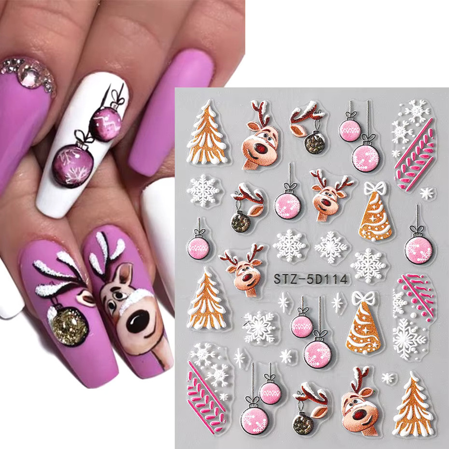 Full Beauty Nagelaufkleber, Rentier Santa Claus, Glänzend, 2 Stück - Bild 2