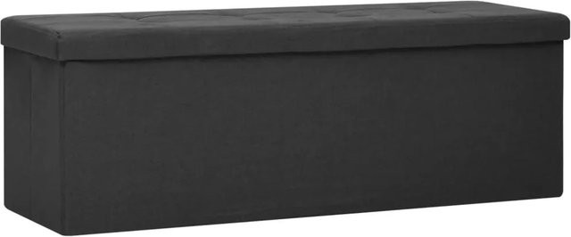 vidaXL Faltbare Sitzbank mit Stauraum in Schwarz mit Leinenoptik und Knopfpolsterung, B/T/H: 110 x 38 x 38 cm - Bild 1