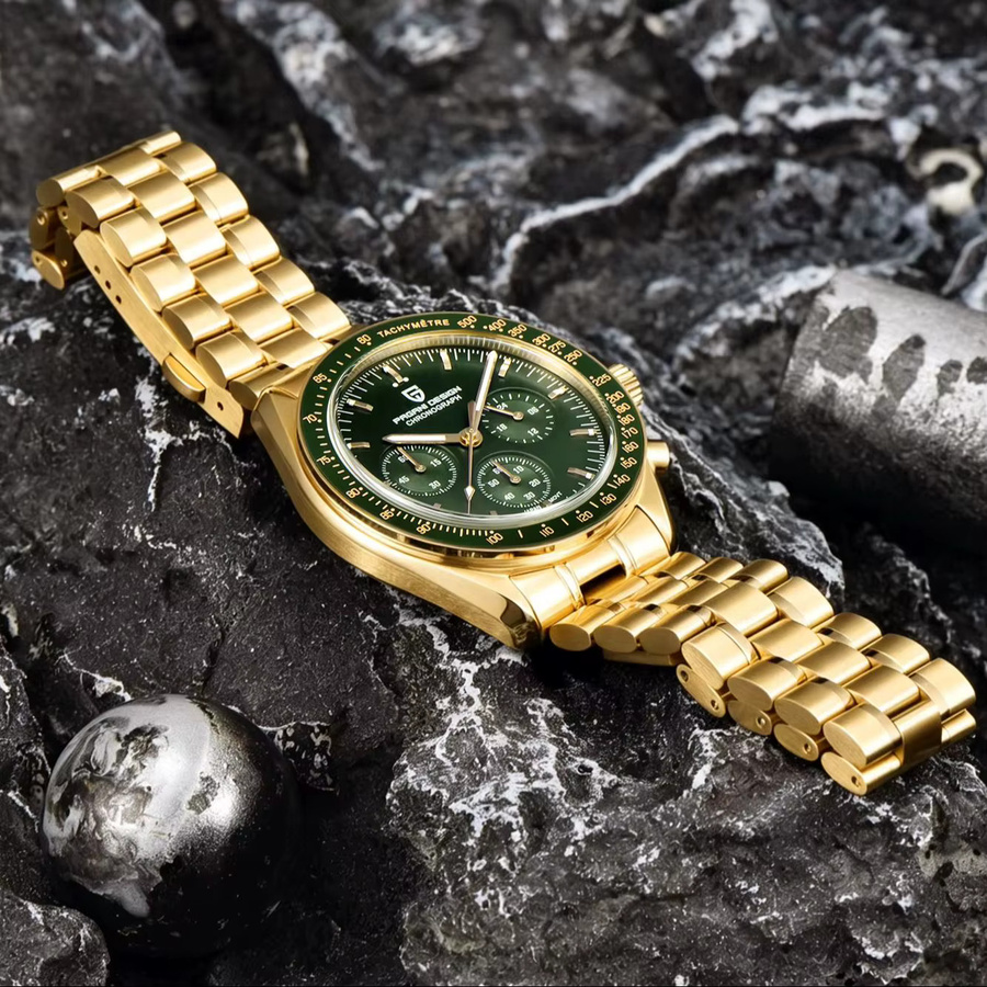 PAGANI DESIGN Chronograph, Gold-Grün, Quarz, Edelstahl, Herren - Bild 6