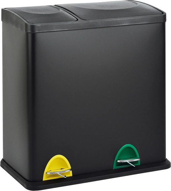 Svita TC2Combo35 Mülleimer mit Trennsystem für die Küche, Treteimer in Schwarz, 35 Liter (12 l + 23 l) - Bild 1