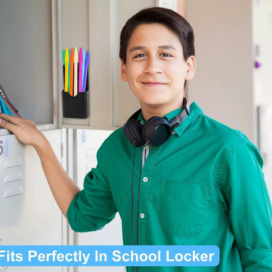 Magnetischer Bleistiftbecher und Stifthalter aus Kunststoff in Schwarz für Kühlschrank und Schule - Bild 2