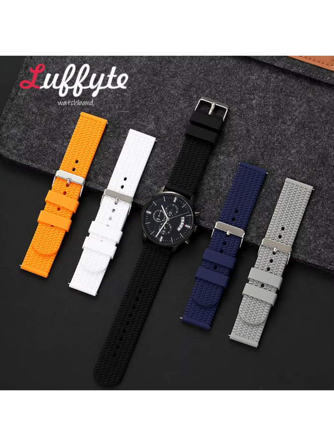 luffyte Uhrenarmband Silikon, Reifenprofil-Textur, Schwarz - Bild 3