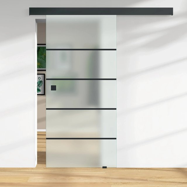 Skyscope Glasschiebetür ESG Floatglas satiniert Siebdruck Black H x B x T: 206,0 x 94,0 x 0,8 cm - Bild 1