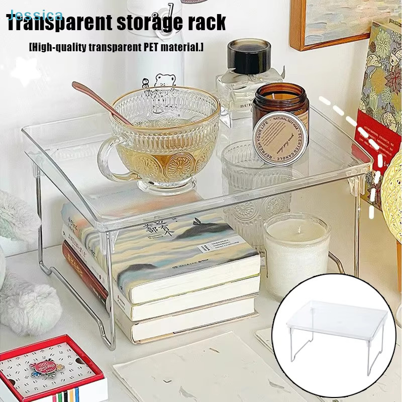 Stapelbares Schreibtisch-Organizer-Regal aus transparentem Acryl für Monitor, Tastatur und Desktop-Zubehör - Bild 2