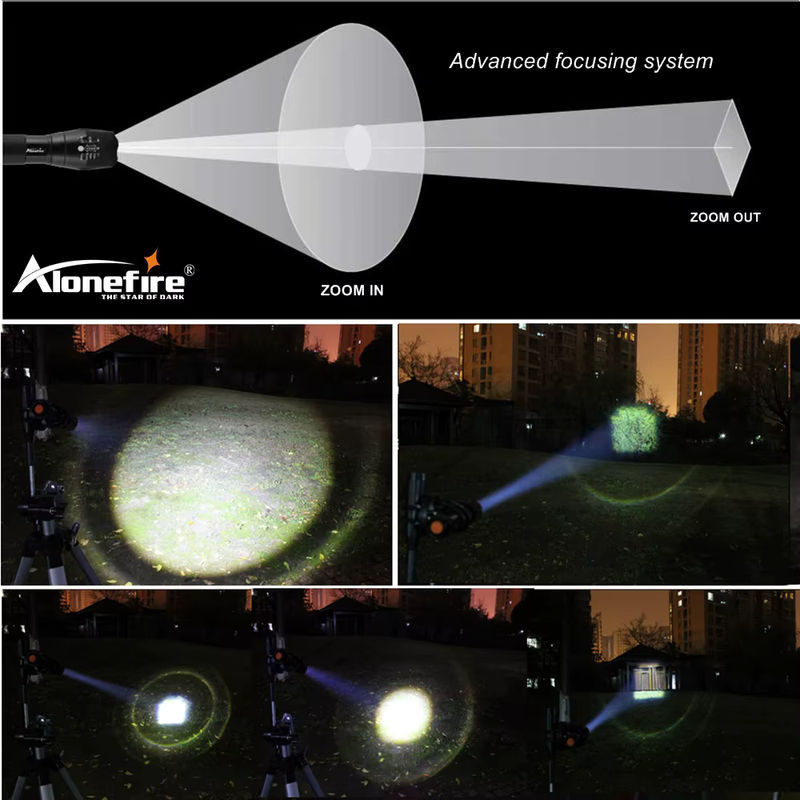 Alonefire 10W Zoom LED Taschenlampe aus Aluminium in Schwarz für Outdoor, Camping und Jagd - Bild 2
