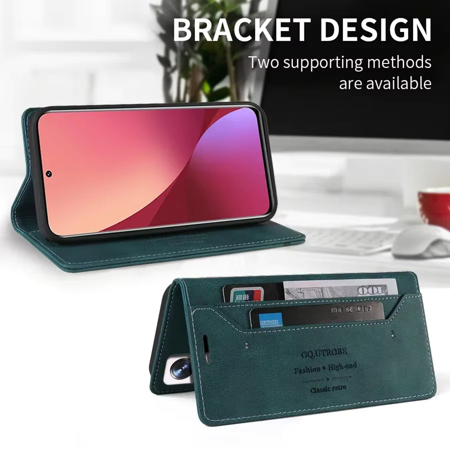 Magnetische Flip Leder-Brieftasche für Xiaomi Poco Redmi in Rot - Bild 3
