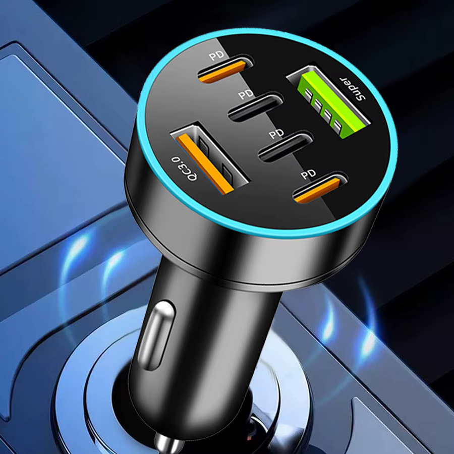 Kebidumei Auto Ladegerät mit 250W und 3 USB-Ports inklusive USB-C PD QC 3.0 Schnellladegerät in Schwarz für iPhone Samsung Huawei Xiaomi - Bild 2