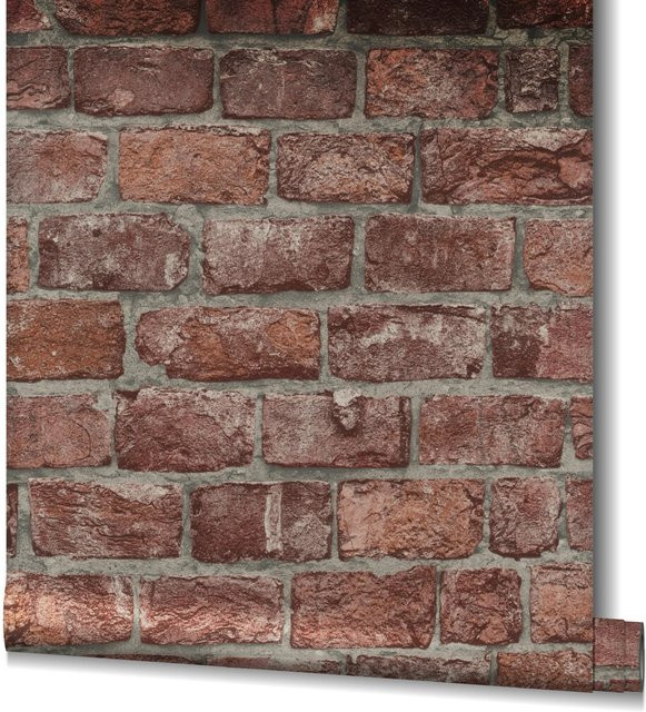 Marburg Vliestapete GZSZ 3D Steinoptik in Rot, B: 0,53 m x L: 10,05 m, FSC-zertifiziert - Bild 1