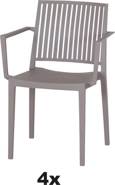 Siena Garden Stapelsessel-Set Lane 4-teilig in Taupe aus Polypropylen und Glasfaser - Bild 1