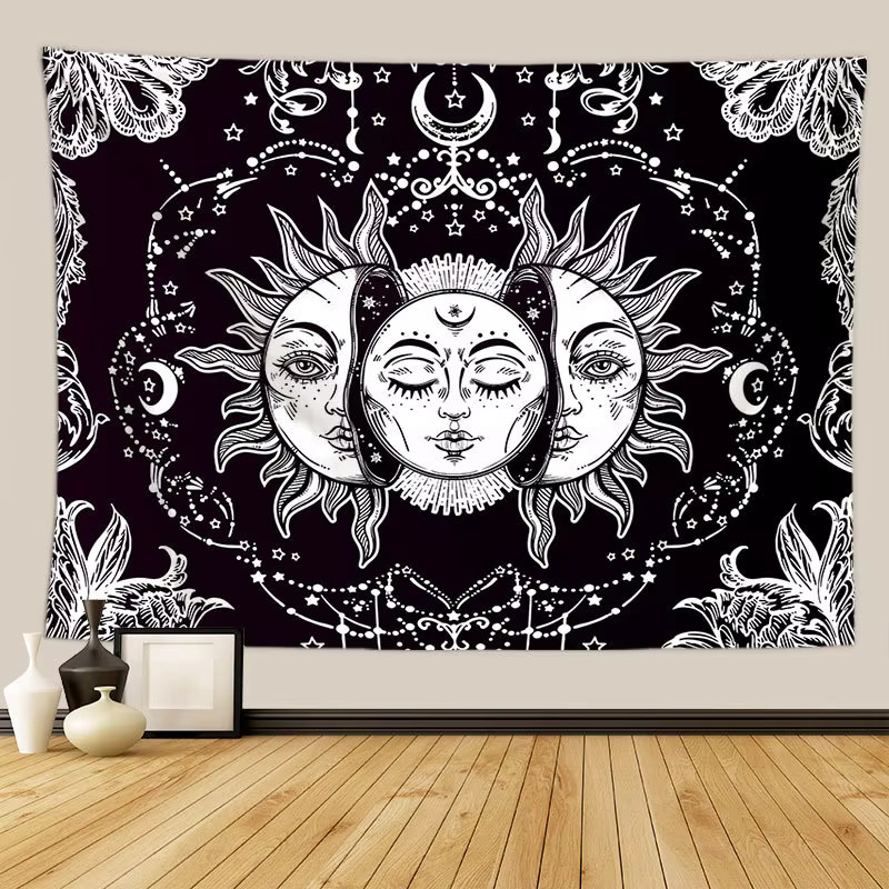VIKAMA Wandteppich mit Sternenhimmel und Galaxienmuster im Boho-Stil als dekorativer Wandbehang - Bild 2