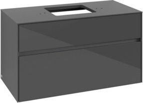 V&B Waschtischunterschrank Collaro in Glossy Grey, B/T/H: 100 x 54,8 x 50 cm, mit mittiger Waschtischöffnung - Bild 1