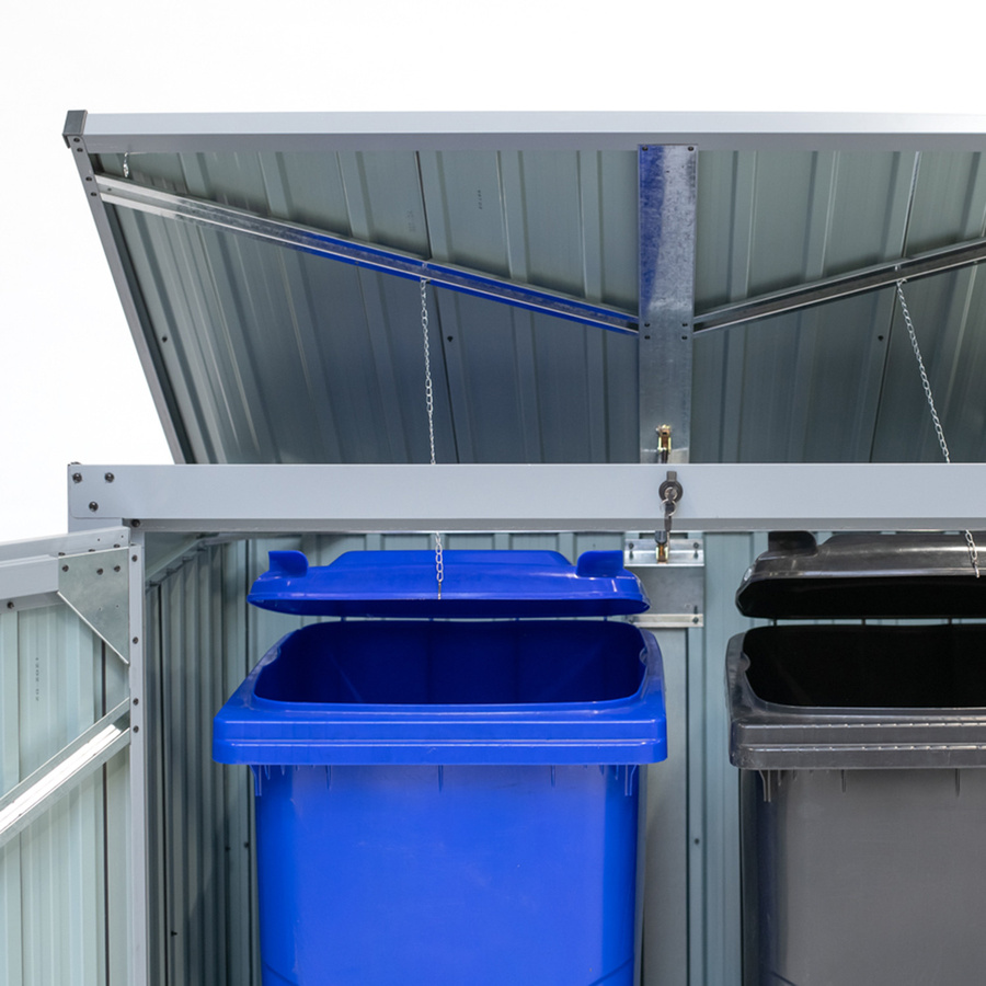 Westmann Metall Mülltonnenbox 2-fach für 2x 240 l, anthrazit und lichtgrau, B/H/T: 158 x 134 x 101 cm - Bild 3