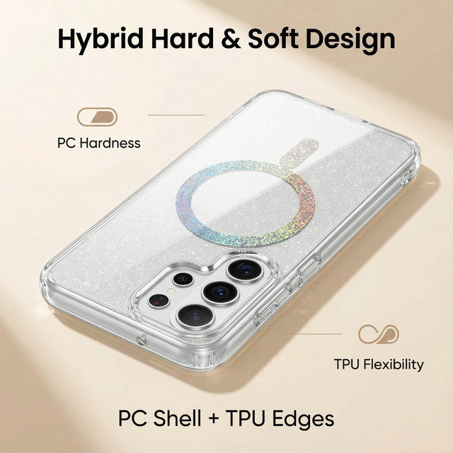 Transparente magnetische Handyhülle Funkelnder Stern für Samsung Galaxy S26, S25 und S24 Serie - Bild 1