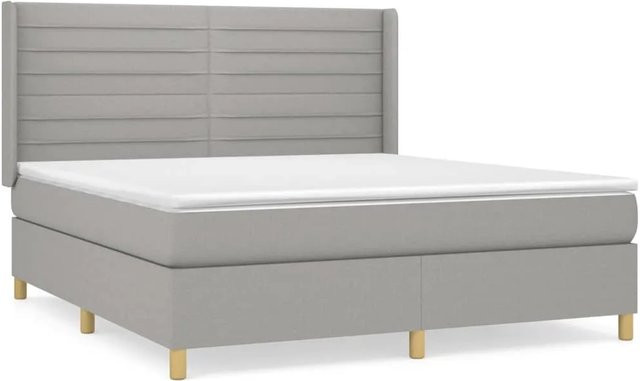 vidaXL Boxspringbett Hybrid mit Matratze und Kopfteil in Grau, B/T/H: 180 x 203 x 118 cm - Bild 1