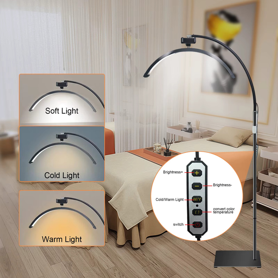 Vremota Boden-LED-Videoleuchte in Schwarz, 40W, 24 Zoll Halbmondform, dimmbar mit CCT 3200K-5600K für Beauty, Gesichtsbehandlungen und Hautpflege - Bild 2