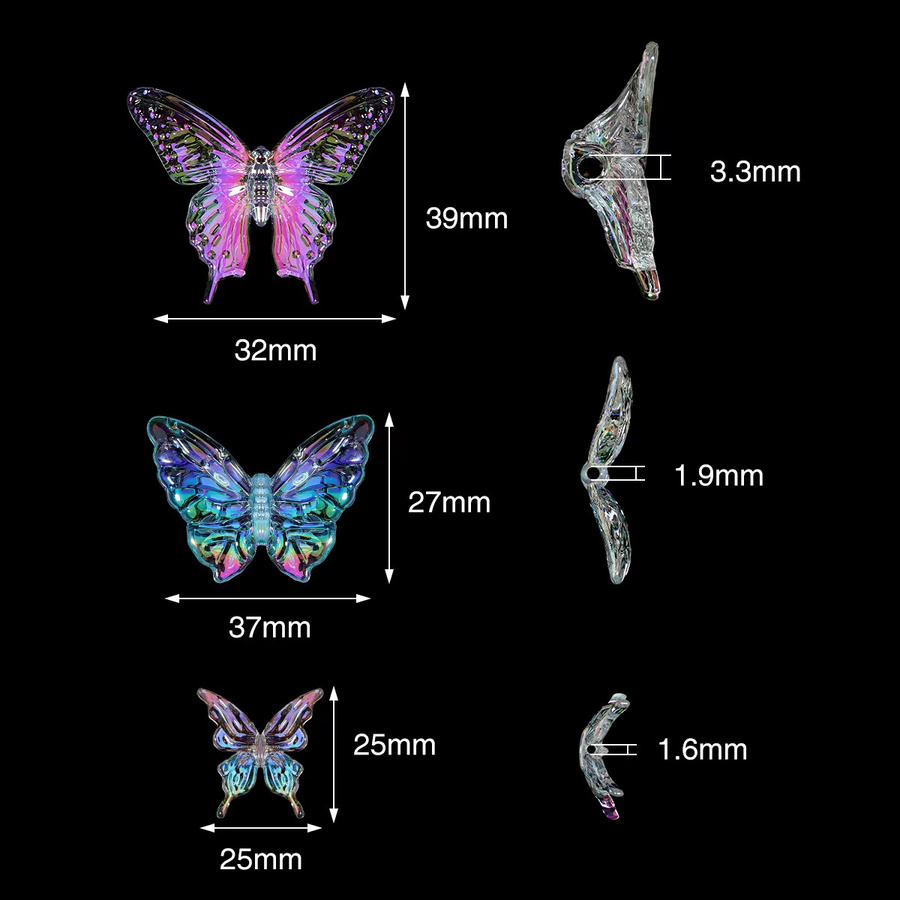 Schmetterling Acryl Perlen, Spacer Perlen, AB Farbe, 10 Teile/Los - Bild 4