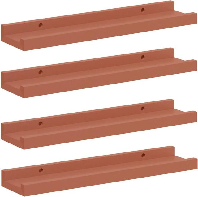 vidaXL Wandregal Set aus Holzwerkstoff in Rot, 4 Stück, B: 40 cm, H: 9 cm, T: 3 cm - Bild 1