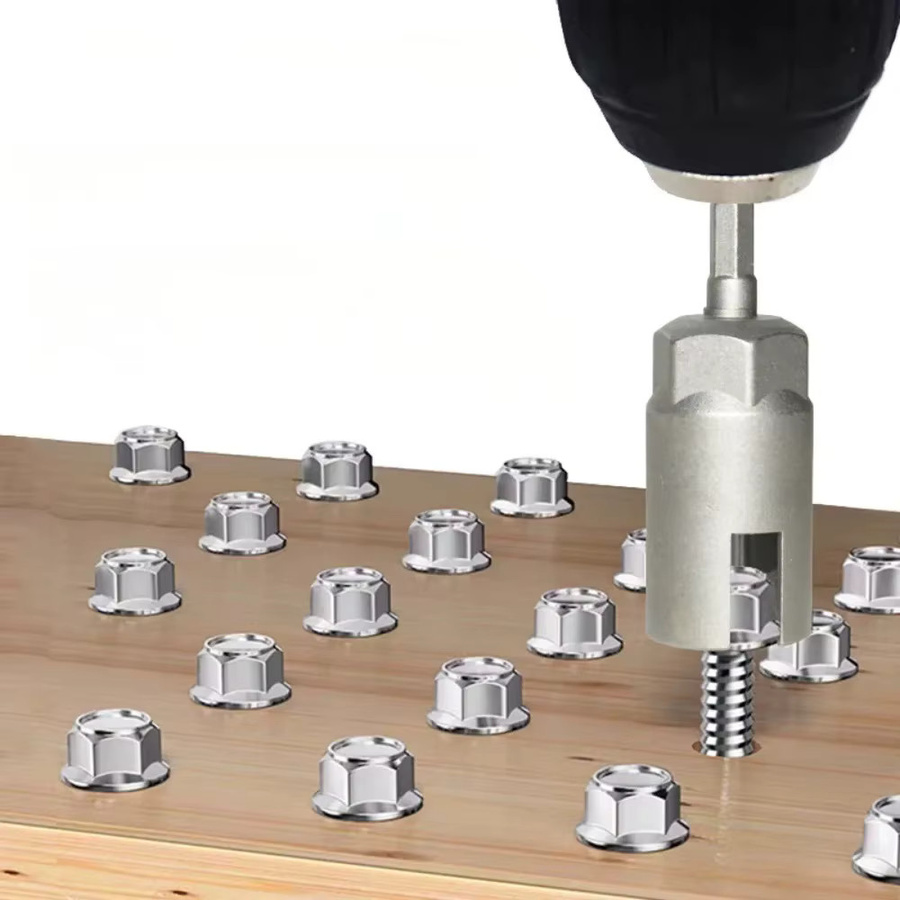 Sechskant-Flügelmutter-Schraubendreher-Set mit 1/4 Zoll Anschluss in Silber, leistungsstarker Steckschlüssel und Flügelmutter-Bohrer - Bild 3